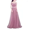 Party Dresses Spring Sexy One-line Neck Waist Slim-fit Tie Long Short-sleeved Evening Dress Bridesmaid Bride Toast Sister