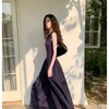 Casual Dresses Women Wear Romantic Retro Tea Break French Round Neck Sleeveless Long Skirt Design Unique Knitted Splice Temperament 230517