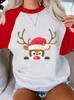 女性用Tシャツメリークリスマス格子縞の手紙のかわいい長袖ティーハッピーイヤープリントトップフェスティバル服女性女性グラフィックTシャツ