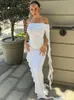 RUKAS Strapless One Shoulder Solid Ruffles Irregular Sexy Bodycon Maxi Dress 2023 Summer Women Elegant Party Festival Outfit