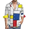 Мужские повседневные рубашки Mondrian Geometry Frush Modern Art Patter