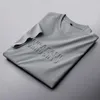 T-shirts pour hommes T-shirt sans couture en soie de glace haut de gamme pour hommes Tendance Lettre à manches courtes 2023 Été Respirant Moitié Loisirs Luxe Top Hommes