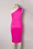 rose Tie Waist One Shoulder Tulip Wrap Dress B2xd#