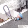 Key Rings Fashion Double Color Bell Chains Leather Braided Ropewoven Cord Car Chain Holder Pendant Accessories 288 N2 Drop Delivery J Otuxr