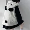 Sweats à capuche pour femmes manteau d'hiver pour femmes pardessus décontracté paresseux Harajuku chaud laine polaire femmes veste à capuche mignon Panda oreille moelleux vêtements d'extérieur