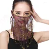 Stage Wear Dance Face Veil Belly Costumes Embroidered Mesh Bellydance Veils Plum Dancing Accessory Tribal Props