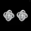 Hoop Boucles D'oreilles En Gros De Mode 925 Timbre Bijoux En Argent Exquis Zircon Cristal Charme Noble Stud Pour Femmes Lady Mariage E029