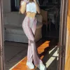 Calças de duas peças femininas Celana Flare boho panjang longgar bohemian y2k wanita kaki lebar gambar cetak afrika suku legging bawah lonceng 230515