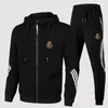 Men's hooded jacket Madrid training clothes American sports soccer Christmas print zipper sweatshirt jacket pants two-piece French soccer T-shirt Ma hoodie