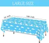 Table Cloth 1PC Blue Sky White Clouds Tablecloth 137 274cm Plastic Disposable Rectangle Cover For Wedding Cartoon Birthday Party Decor