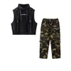 Bühnenkleidung Jungen Hip Hop Tanzkostüm Schwarze Weste Camouflage T-Shirt Hosen Mädchen Jazz Performance Kleidung Mode Kinder Outfit BL10599