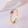 Cluster-Ringe 14 K Gold Schmuck Rubin Ring für Frauen Bague oder Jaune Anillos De Red Edelstein Hochzeit 14 K Bizuteria Anel