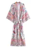 Dames badmode boho dames pauw print vleermuis mouw strand Boheemse kimono robe dames v nek tassel zomer happie bikini cover-ups 230516