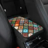 New Car Armrest Cover Mat Leather Ethnic Style Print Waterproof Non-slip Storage Box Pad Auto Styling Interior Accessories