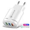 Adaptateur de chargeur mural USB 3 ports 5V 2A Chargeur de téléphone à charge rapide Adaptateur secteur pour Samsung iPhone LG Xiaomi QC3.0 EU US Plug Chargeurs rapides