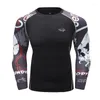 Magliette da uomo Splicing UPF 50 Compressione girocollo da uomo per nuoto Camicia da corsa per abbigliamento sportivo con stampa digitale
