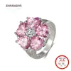 Z bocznymi kamieniami modny pierścień 925 Akcesoria do srebrnej biżuterii dla kobiet przyjęcie weselne kształt serca Krogi szlachetne pierścienie palcem rozmiar 6-10 230516