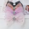 Haaraccessoires Boutique 5pcs Ins Fashion Glitter Star Gauze Bowknot Haarspelden Solid Big Mesh Bow Clips Princess Hoofdkleding