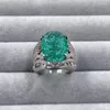 Cluster Anneaux Design De Mode S925 Argent Ovale Oeuf Forme Paraiba Tourmaline Pour Les Femmes À Haute Teneur En Carbone Daimond Bague De Mariage Déclaration Bijoux