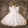 Abiti da ragazza Abito da fiori per bambini in pizzo bianco per matrimonio senza maniche Tulle Princess Party Pageant Abito da prima comunione