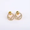 2023 Women F Gold Earrings Fashion Luxury F Jewelry Womens Ear Studs Laides Party Wedding Boucles Gold Crystal Earring