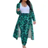 Calças de duas peças femininas Hycool Fashion Fall 2pcs Pant Set Mulheres Samoa Polinésia Impressão Tribal Compatíveis Compatíveis Cardigã de Manga Longa