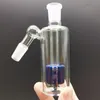 45 ° blauer 14 mm Aschefänger, 45 Grad Glas-Wasserbong, dickes Pyrex zum Rauchen von Wasserpfeifen