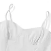 캐주얼 드레스 Puloru White Sling 불규칙한 여름 미니 드레스 여성 소매가 등이없는 스파게티 스트랩 코르셋 A- 라인 짧은 비치웨어