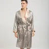 Vêtements de nuit pour hommes Hommes Plus Taille 5XL Hommes Robe Printemps Summe Slpwear Nightwear Bleu Marine Stripe Kimono Peignoir Robe avec Poche Lâche