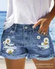 Shorts femininos 2023 Verão estilo feminino estilo slim fit jeans impresso calças sexy mulheres