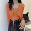 Women's Sweaters 2023 Patched One-piece Cropped Pullovers Ruffles Full Sleeve Laced Sweater Shirts Crop Tops For Female