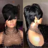 Peluas 100% brésilien brésilien pixie pixie bob courte bob wig with bangs wave wavy homme wig wig ne pas en dentelle pleine perruque sans glue pour les femmes africaines