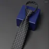 Bow Ties Brand Men's Business Tie Fashion Formal Neck For Men High Quality 6CM Zipper Necktie Work Party With Gift Box