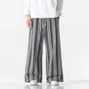 Men's Pants Chinese Light Leg Wide Style Street 2023 Kimono Striped Linen BreathaBle Men ShortS