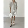 Casual shirts voor heren Antiek golvend gestreept shirt met korte mouwen voor mannen en vrouwen zomer losse Japanse stijl hoogwaardige Cubaanse kraag Koreaans