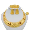 Hochzeits-Schmuck-Sets, Halsketten-Sets für Frauen, Dubai, afrikanisches goldfarbenes Schmuck-Set, Braut-Ohrringe, Ringe, indisches, nigerianisches Hochzeits-Schmuck-Set, Geschenk 230516