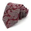 Noeuds papillon 2023 luxe Jacquard Paisley pour hommes haute qualité 8 CM rouge robe d'affaires cravate fête mariage bureau mâle boîte-cadeau