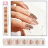 Unghie finte per strass glitter finto specchio riflettente placcatura in metallo acrilico metallizzato mandorla punta per nail art E74C