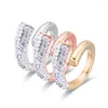 Bröllopsringar Fysara Chic inlagd Zirkon Minimalistisk rund finger snigel stil öppen ring för kvinnor kristallsmycken grossistparti gåva