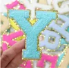 Alphabet Number Patches Party Chenille Letter Patche Iron On Letters A-Z Glitters Patches Gold Border for DIY Art Crafts Clothing Decorations