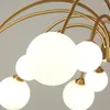 Ljuskronor mässing LED -ljuskronor grenar glasbollar takmonterade ljus för vardagsrum mathänge lampan