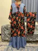 Etnik Giyim Afrika Kadın Dashiki Demin Kumaş Elbise Müslüman Maxi Robe Gevşek Uzun Kollu Kaftan Vestidos İslami