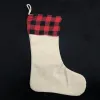 Wit Red Plaid Kerstkous Sublimatie Blanco Tree Ornament Decoration Gift Bag voor kinder Candy Tassen Kerstmis Sock Pendant