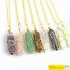 Necklace Jewelry pendant Healing Crystals Amethyst Rose Quartz Bead Chakra Point Women Men Natural Stone Pendants Leather Necklaces