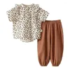 Roupas Conjuntos de roupas Meninas Meninas Roupas de verão Bloomers Bloomers Set Galze-Cotton Casual Wear