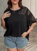 Kvinnors plus size tshirt finjani sommar geo klipp ut tee damer kort ärm solid chiffong tshirt kvinnor kläd oneck topps 230517