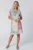 Multicolor Dye Dye Негабаритное платье Slit Tee 2023 Горячий новый p55i#