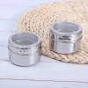 Tools Magnetic Spice Jar Set RU/EN Label Sticker Stainless Steel Base Spices Container Organizer Pepper Seasoning Jar Spray Tin Inventory