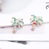 Boucles d'Oreille Clou Cristal Coloré Perle Fleur Pour Femme Unique Noix de Coco Bijoux Exquis Plage Soirée Cadeau