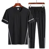 Mens Tracksuits Clothing Summer Ice Silk Casual Shortsleeved Trousers Suit Male Large Size Loose Korean Twopiece Thin Sports 230516